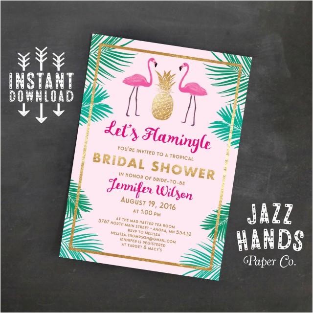 Flamingo Bridal Shower Invitations Let 39 S Flamingle Printable Bridal Shower Invitation