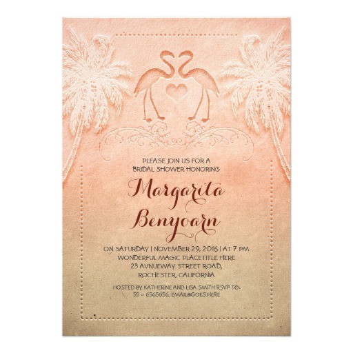 Flamingo Bridal Shower Invitations Pink Flamingo Beach Bridal Shower Invitations Zazzle