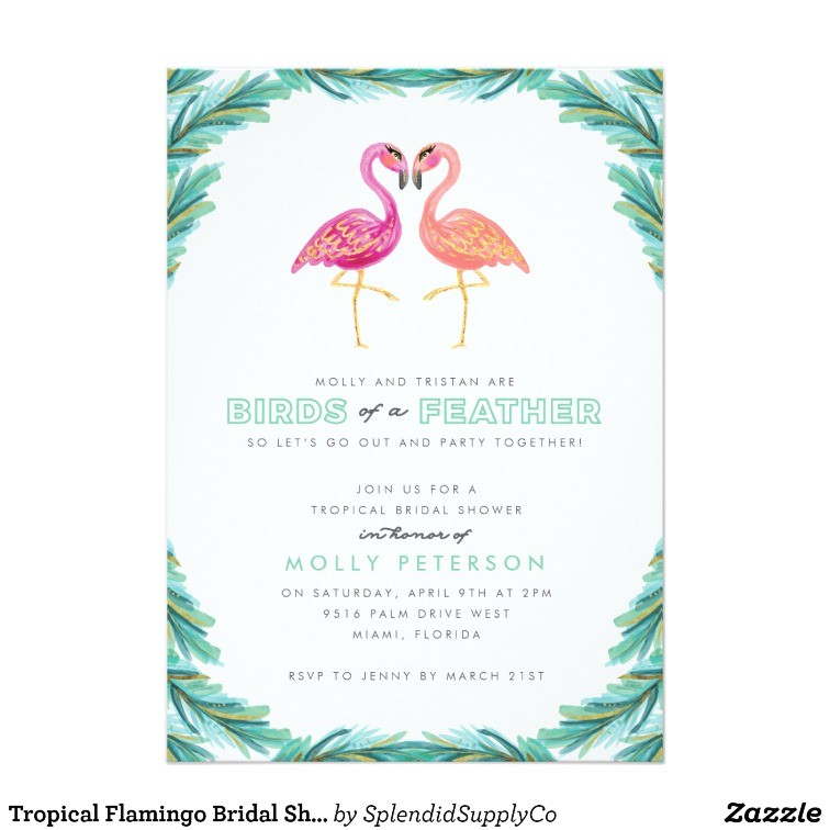 Flamingo Bridal Shower Invitations Tropical Flamingo Bridal Shower Invitation Zazzle