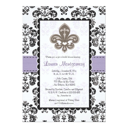 Fleur De Lis Bridal Shower Invitations Fleur De Lis Bridal Shower Invitations Purple Gold Zazzle