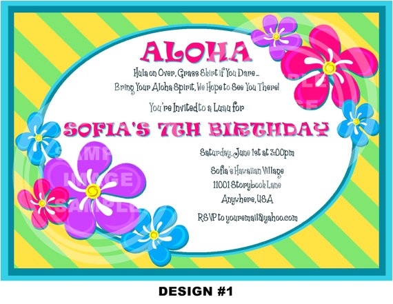 Flower themed Birthday Party Invitation Wording 20 Luau Birthday Invitations Designs