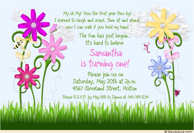 Flower themed Birthday Party Invitation Wording Sunny Flower Birthday Invitation Sweet Girl S Bright Fun