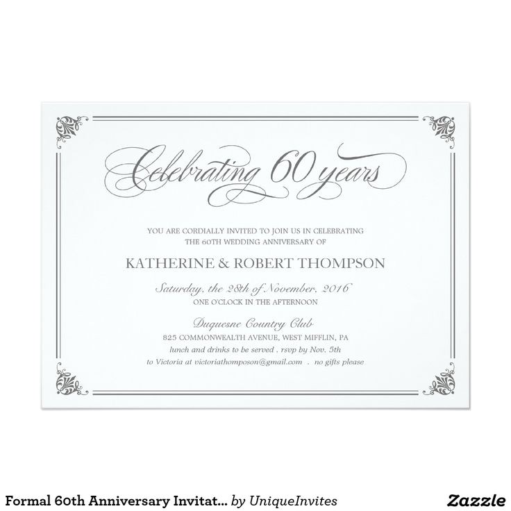 Formal 60th Birthday Invitation Wording 1000 Images About 60th Anniversary On Pinterest