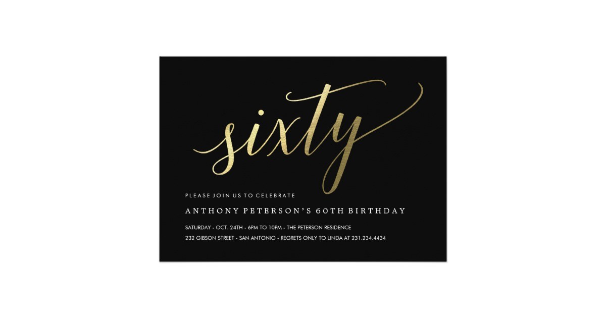 Formal 60th Birthday Invitation Wording 60th Birthday Invitations formal Faux Gold