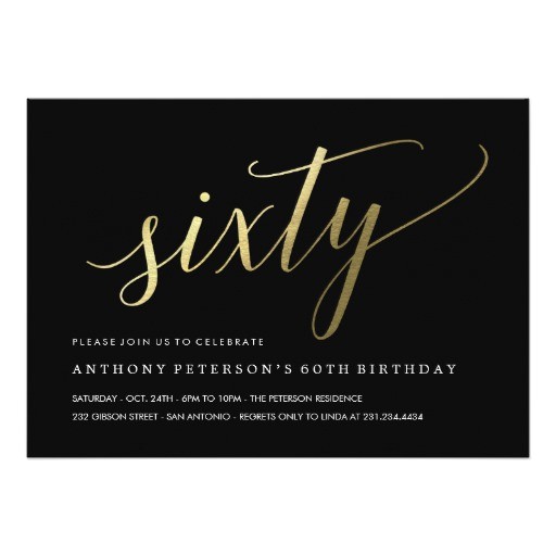 Formal 60th Birthday Invitation Wording 60th Birthday Invitations formal Faux Gold