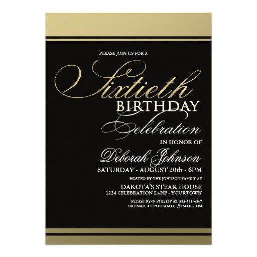 Formal 60th Birthday Invitation Wording Gold formal 60th Birthday Invitations 5" X 7" Invitation