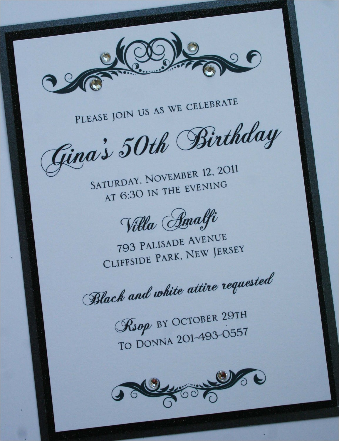Formal 70th Birthday Invitation Wording Black and White Elegance formal Birthday Invitation