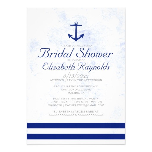 Formal Bridal Shower Invitation Wording formal Anchor Bridal Shower Invitations Announcement Zazzle
