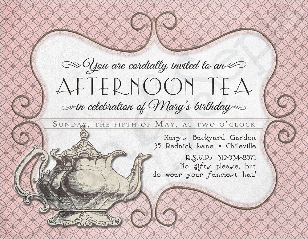 Formal Tea Party Invitation Wording Printable Victorian Tea Party Invitation Printable Tea
