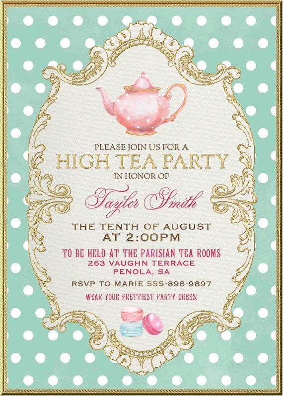 Formal Tea Party Invitation Wording Tea Party Invitation High Tea Bridal Shower by