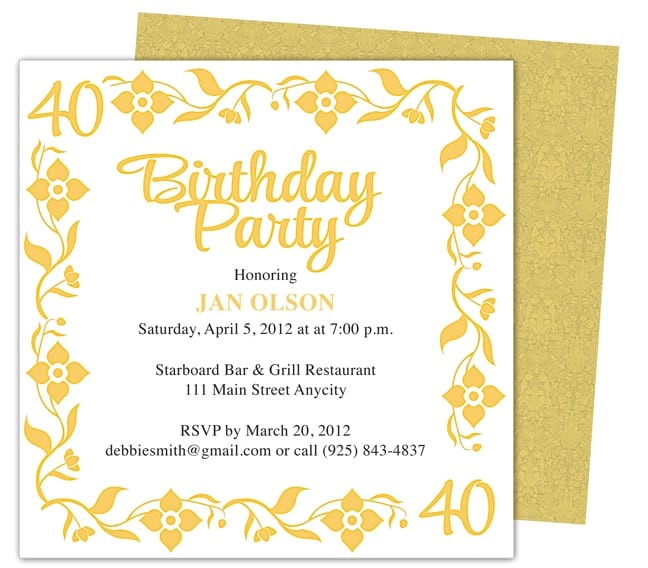 Free 40th Birthday Invitations Templates 40th Party Invitation Template Free Free 40th Birthday Invitations Templates 40th Party Invitation Template Free
