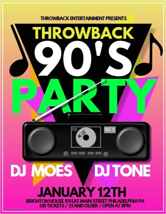 Free 90s Party Invitation Template 90s Party Template