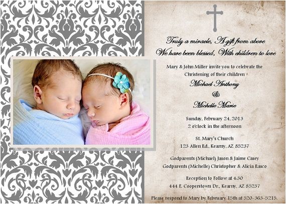 Free Baptism Invitations for Twins Printable Christening Baptism Invitations by