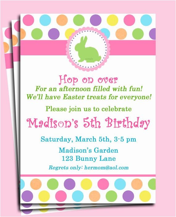 Free Birthday Brunch Invitations Easter Bunny Invitation Printable or Printed with Free