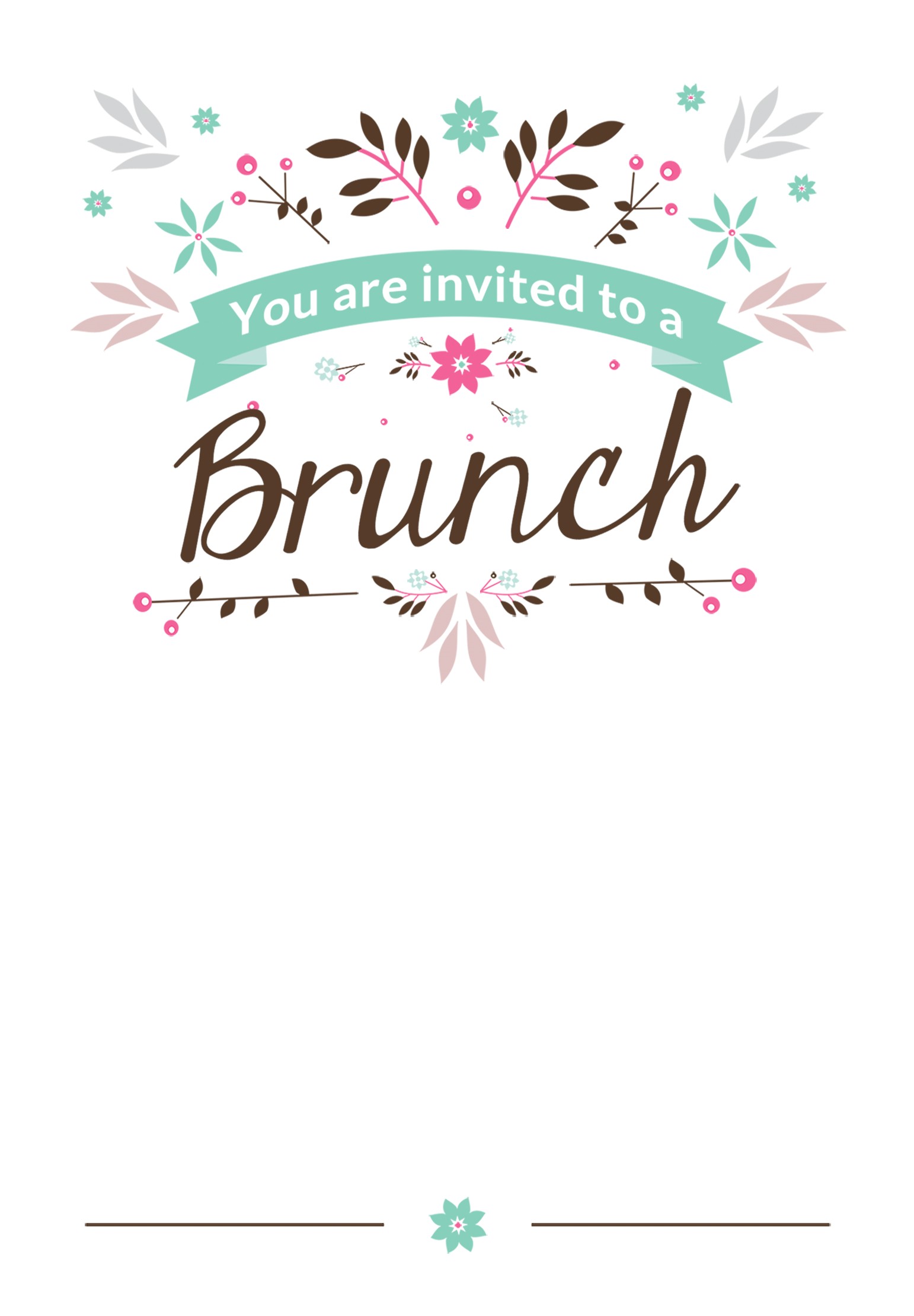 Free Birthday Brunch Invitations Flat Floral Free Printable Brunch Invitation Template