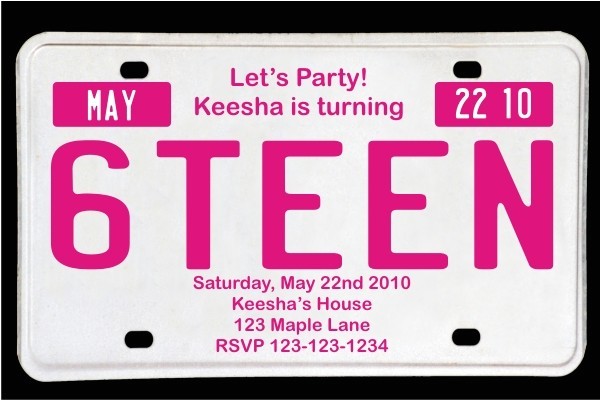 Free Birthday Invitations for 16 Year Old Boy Sweet 16 License Plate Birthday Invitation Magenta