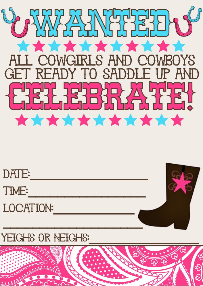 Free Cowgirl Birthday Invitation Templates 8 Best Images Of Printable Western Birthday Invitations