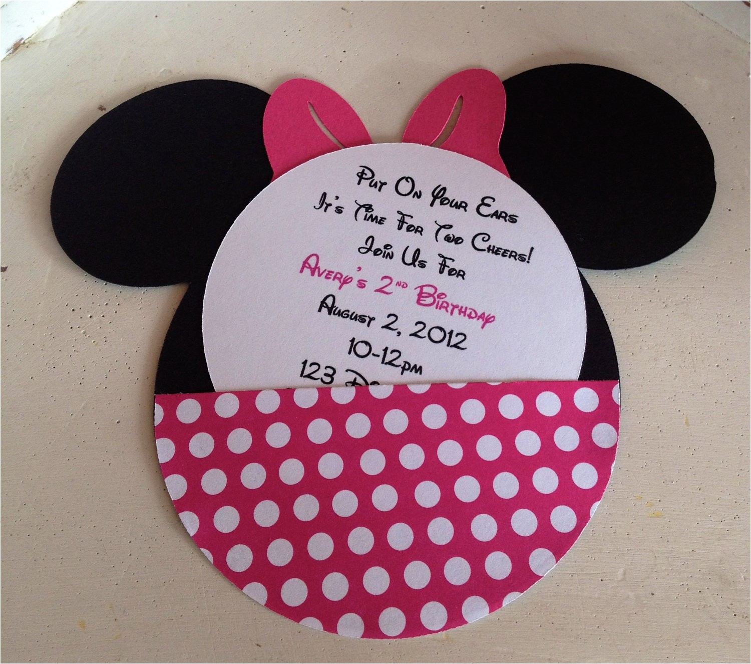 Free Customizable Minnie Mouse Birthday Invitations Handmade Custom Hot Pink Minnie Mouse Birthday Invitations