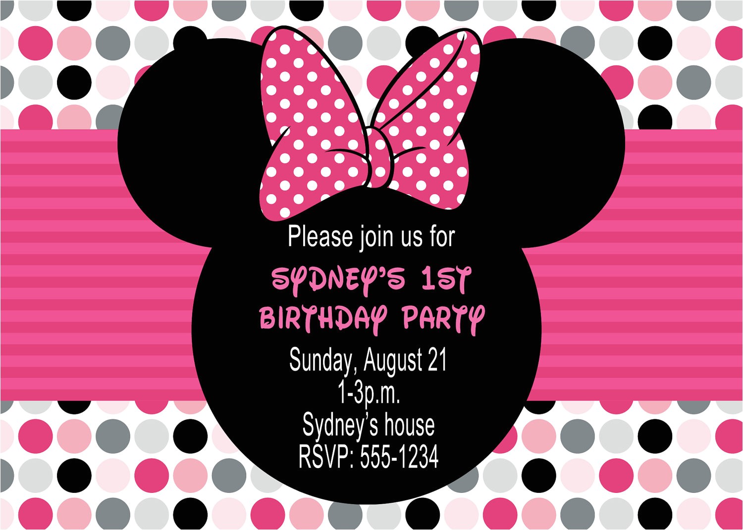 Free Customizable Minnie Mouse Birthday Invitations Minnie Mouse Birthday Party Invitations Drevio