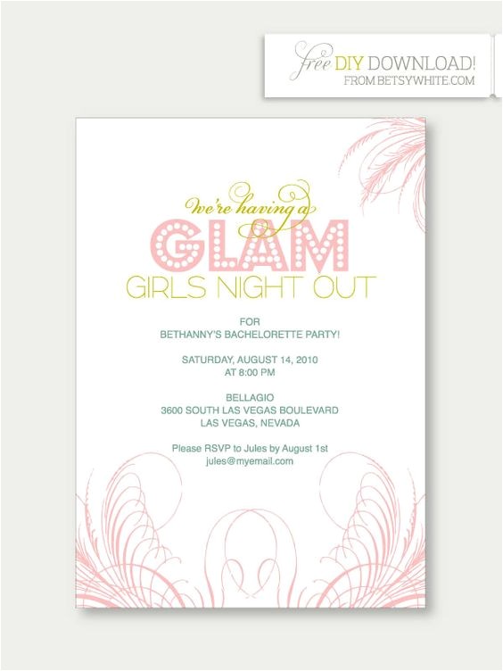 Free Downloadable Bachelorette Party Invitations Glam Girls Night Out