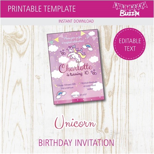 Free Editable Unicorn Birthday Invitations Rainbow Unicorn Birthday Party Printables Archives