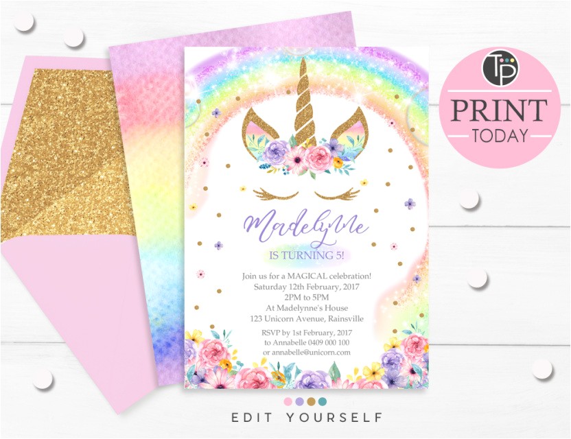 Free Editable Unicorn Birthday Invitations Unicorn Invitation Template Free songwol 07aa15403f96