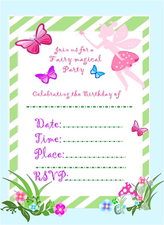 Free Fairy themed Birthday Invitations Fairy Invitation Fairy Party Diy Birthday Invitations