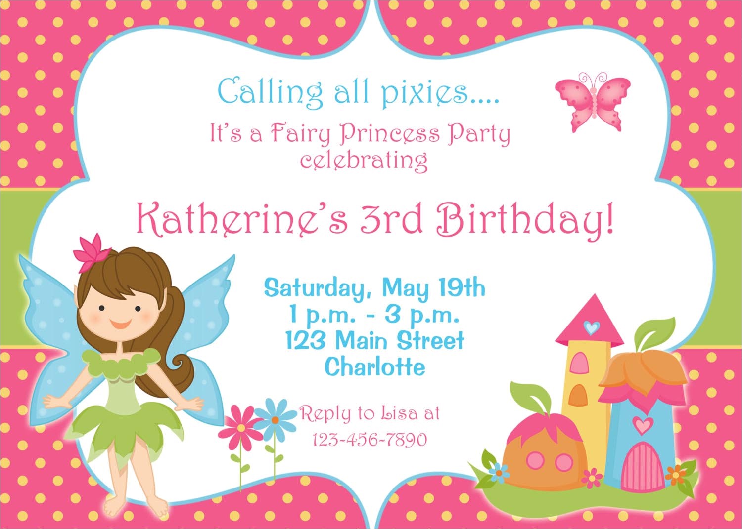 Free Fairy themed Birthday Invitations Free Fairy Birthday Party Invitations Home Party Ideas