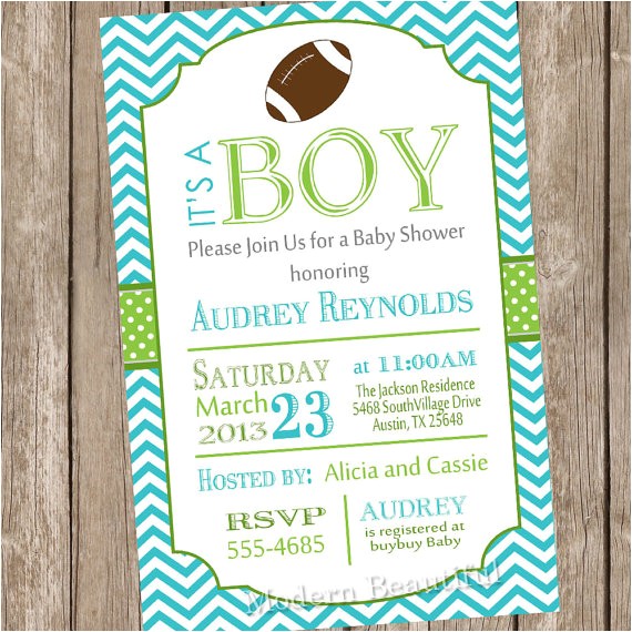 Free Football Baby Shower Invitations Chevron Football Baby Shower Invitation Football Lime Teal