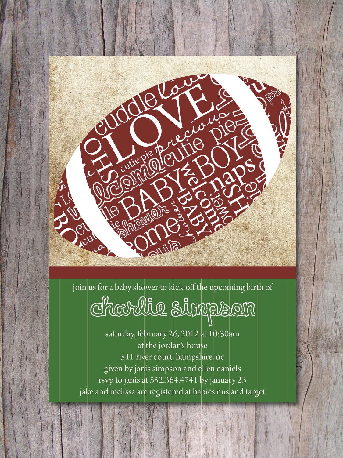 Free Football Baby Shower Invitations Football Baby Shower Invitation Sports Baby Shower by
