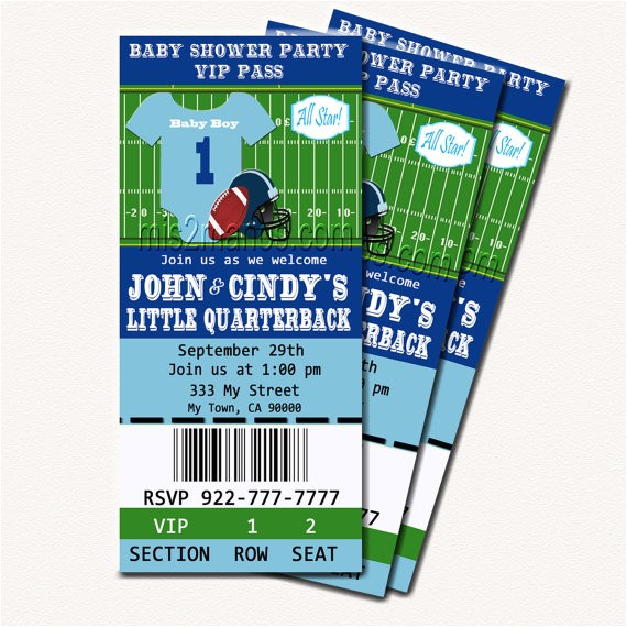 Free Football Baby Shower Invitations Football Baby Shower Printable Ticket Invitations Printable
