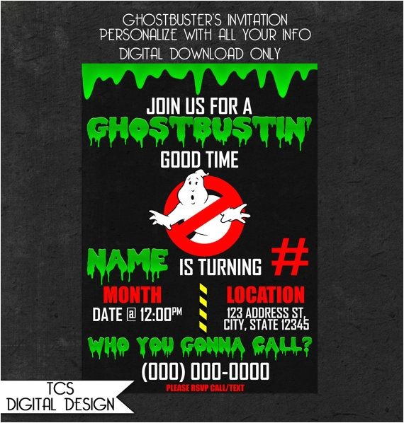 Free Ghostbusters Birthday Invitations Personalized Ghostbusters Birthday Invitation Party by