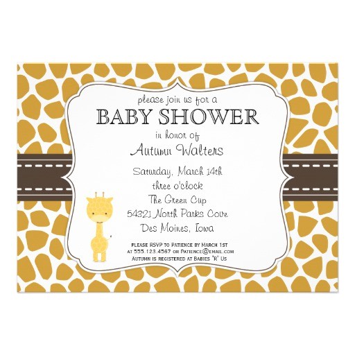 Free Giraffe Baby Shower Invitations Templates Custom Color Giraffe Baby Shower Invitations 5" X 7