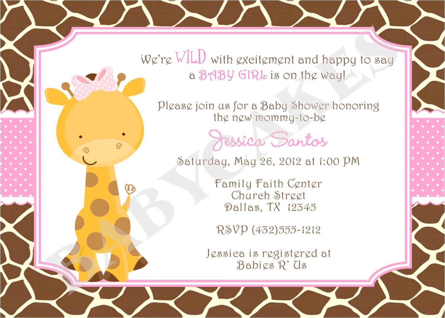 Free Giraffe Baby Shower Invitations Templates Design Giraffe Baby Shower Invitations