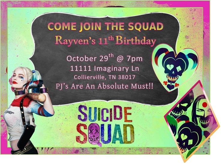 Free Harley Quinn Birthday Invitations 36 Best Images About Suicide Squad On Pinterest