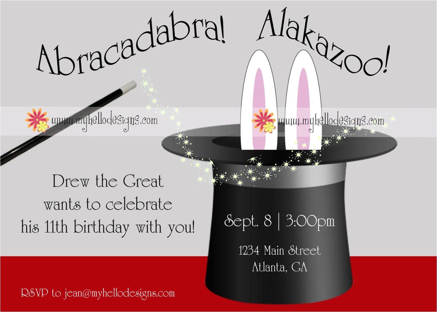 Free Magic Birthday Party Invitation Template Birthday Invitations Magic with Hat & Bunny $15 00 Via