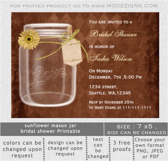 Free Mason Jar Bridal Shower Invitation Templates Printable Bridal Shower Invitation Template