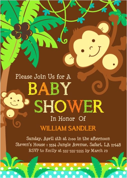 Free Monkey Baby Shower Invitation Templates Free Printable Monkey Baby Shower Invitations