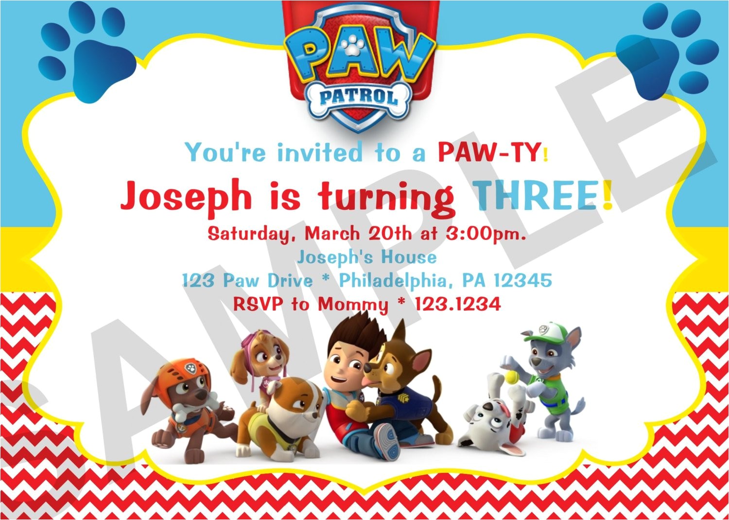 Free Paw Patrol Birthday Invitations with Photo Birthday Invitation Card Free Printable Birthday