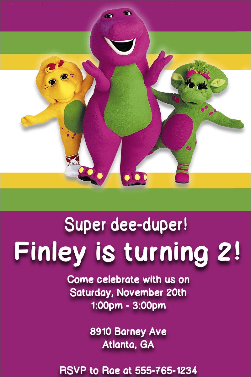 Free Personalized Barney Birthday Invitations Barney Digital Invitation by Preciouspixel On Etsy