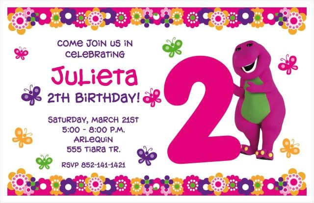 Free Personalized Barney Birthday Invitations Girly Barney Invite Girly Barney Inspired Party Free Personalized Barney Birthday Invitations Girly Barney Invite Girly Barney Inspired Party