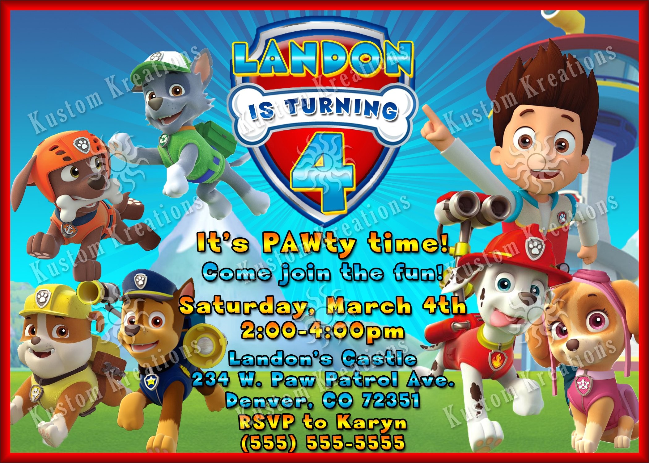 Free Personalized Paw Patrol Birthday Invitations Birthday Invitation Card Paw Patrol Birthday Invitations