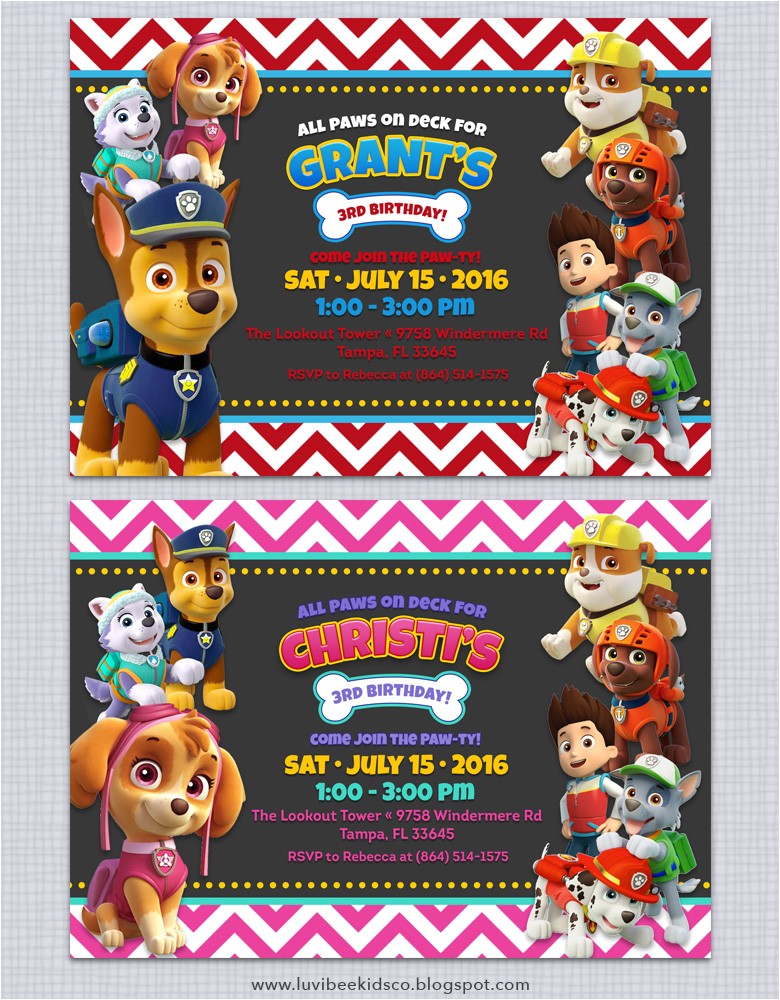 Free Personalized Paw Patrol Birthday Invitations Paw Patrol Birthday Invitations Free Printables