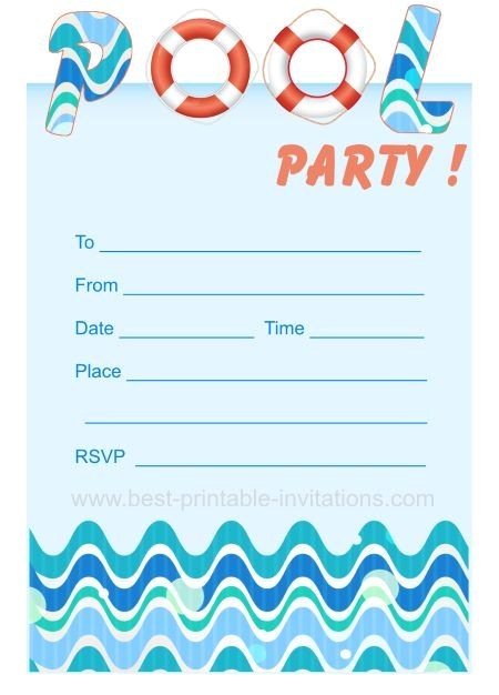 Free Pool Party Invitations Pool Party Invites Free Printable Kids Party Invites
