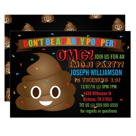 Free Poop Emoji Birthday Invitations Funny Poop Emoji Birthday Party Invitation