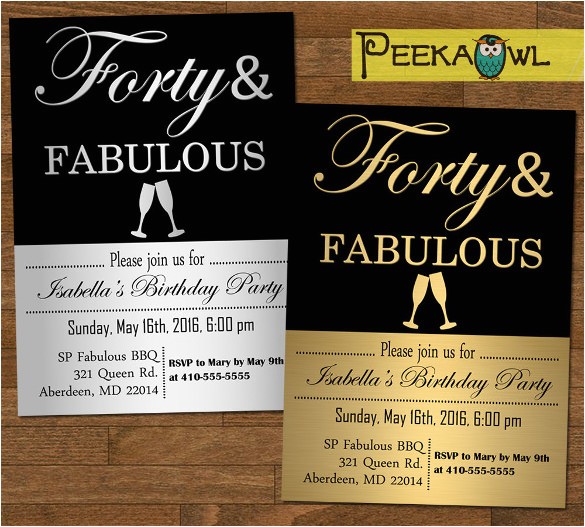 Free Printable 40th Birthday Party Invitation Templates 40th Birthday Invitations 16 Free Psd Vector Eps Ai