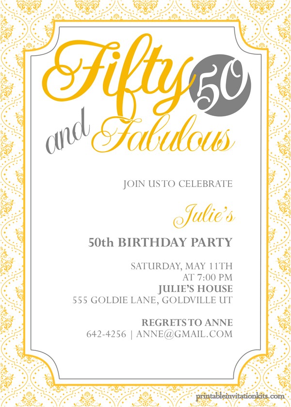 Free Printable 50th Birthday Invitations Free 50th Birthday Party Invitations Templates