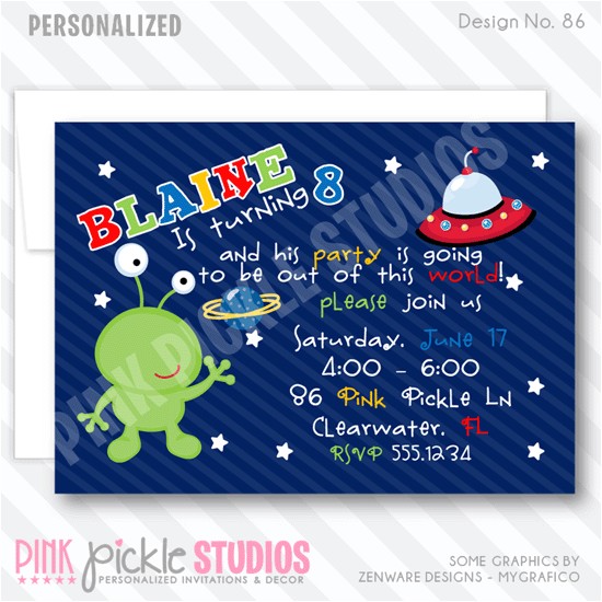 Free Printable Alien Birthday Invitations Alien Personalized Alien Personalized Party Invitation