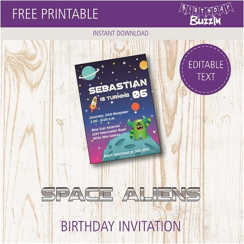 Free Printable Alien Birthday Invitations Free Printable Space Alien Birthday Party Invitations