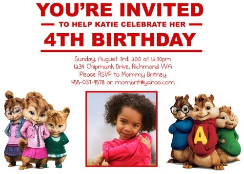 Free Printable Alvin and the Chipmunks Birthday Invitations Alvin and the Chipmunks the Chipettes Custom Birthday Inv